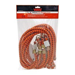 10 pc. 36" Heavy Duty 1/2" Diameter Dual Hook Bungee Cords - Valley Tools